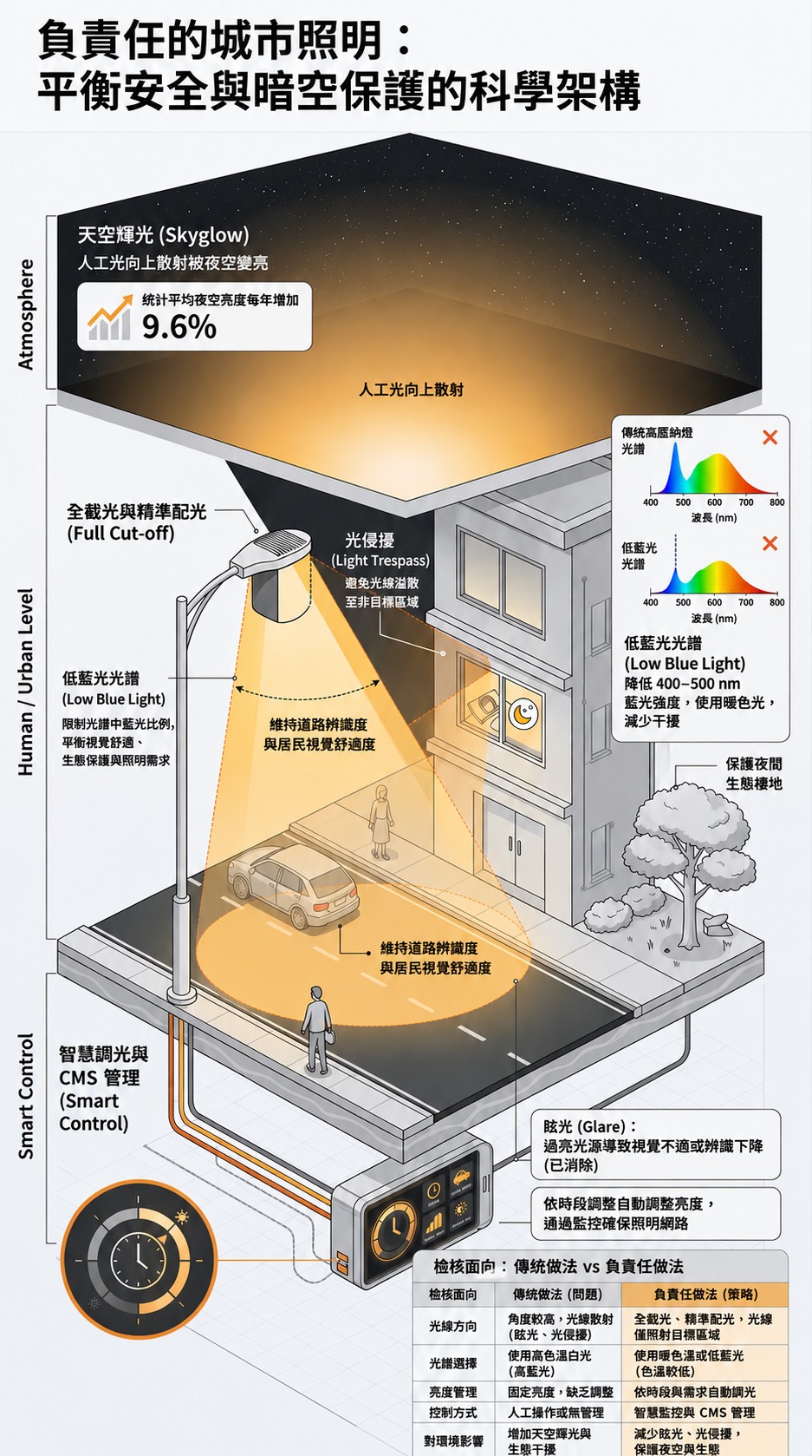 照明與光害示意圖